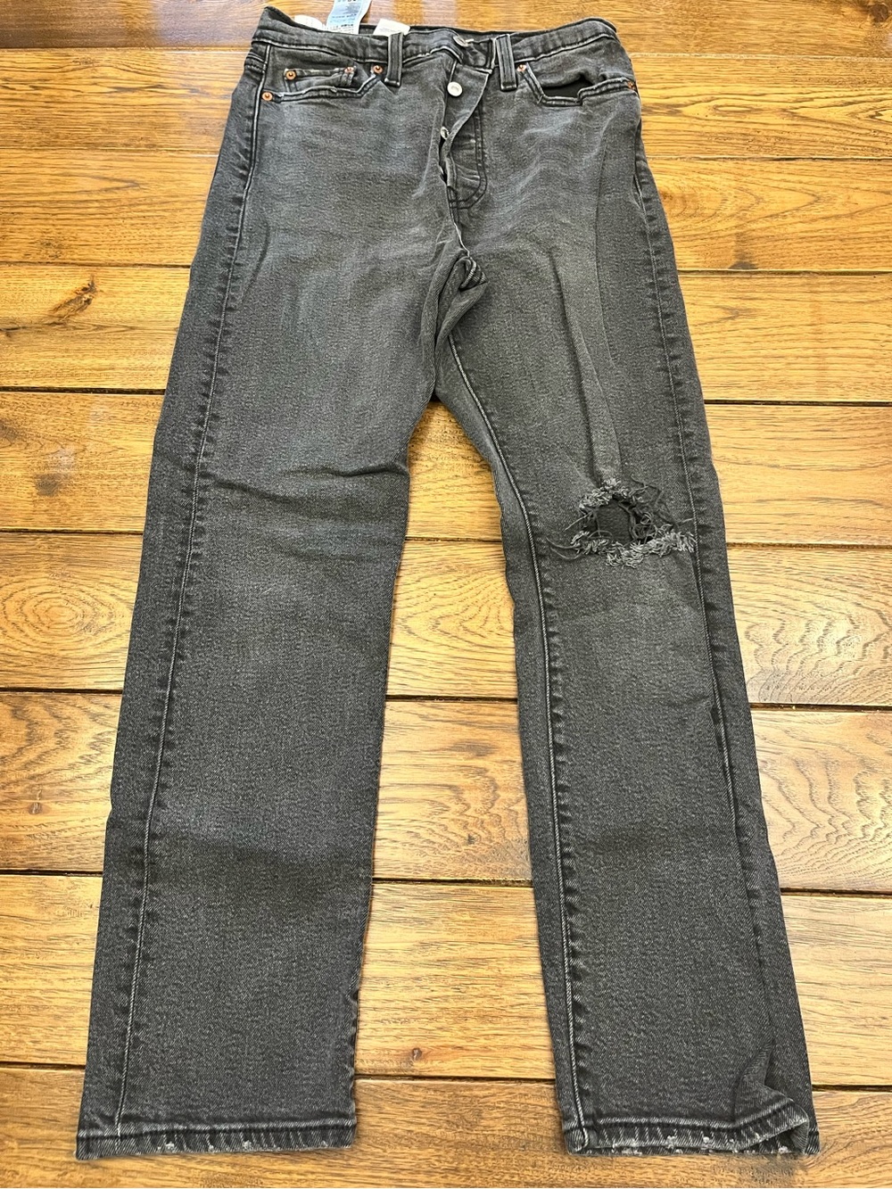 Levi's Black Distressed Straight-Leg Jeans